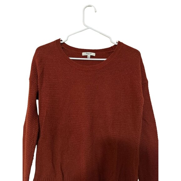 Madewell Waffle Knit Rust Orange Pullover Sweater High Low Woman's Size XS - Picture 5 of 7